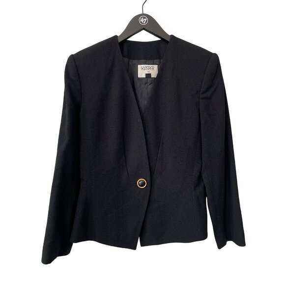 Vintage 80s Kasper ASL Blazer Jacket Size 8 Single Button Long Sleeve Career - Picture 1 of 7